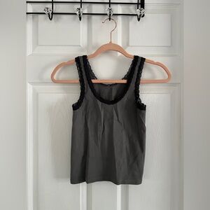 Brandy Melville Gray Tank Top with Black Lace Trim